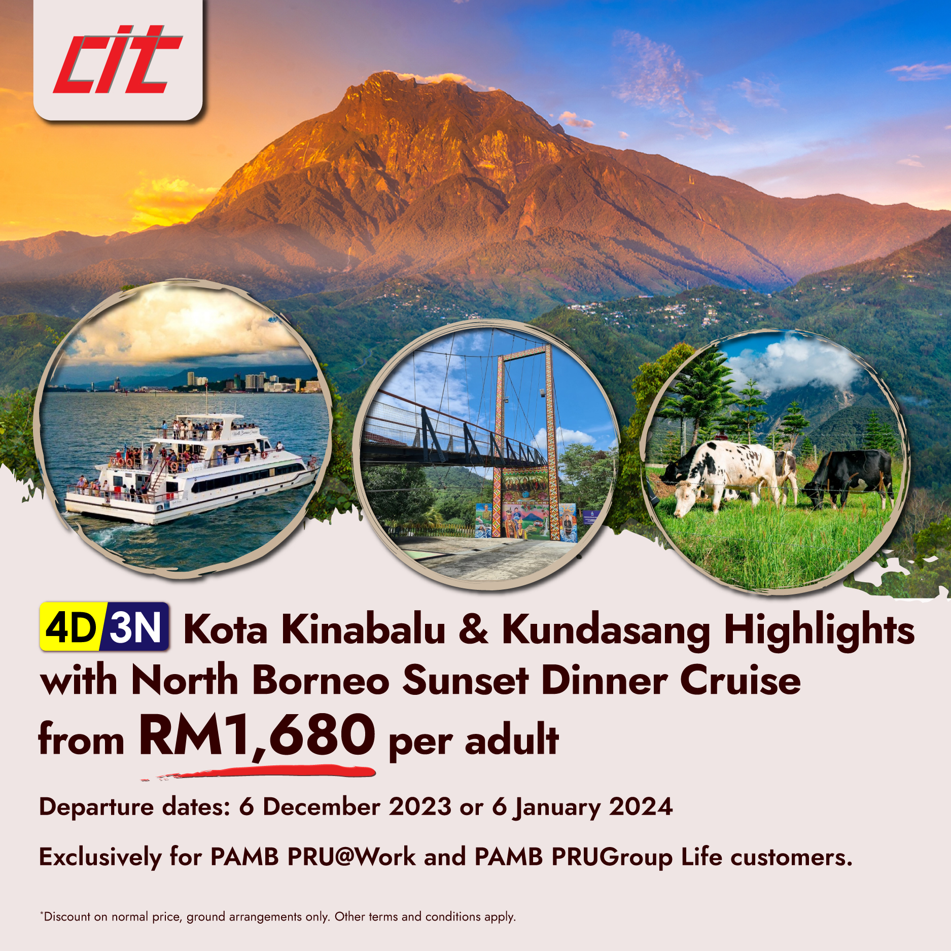 4D3N Kota Kinabalu & Kundasang Highlights with North Borneo Sunset Dinner Cruise